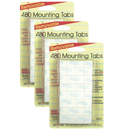 Magic Mounts Removable Tabs, 0.5" x 0.5", 480 Per Pack, PK3 3225